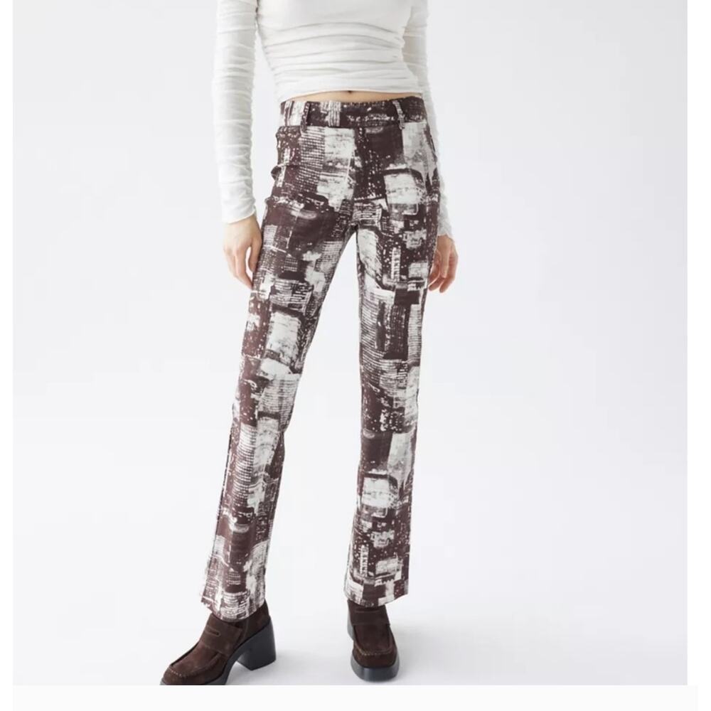 Urban Outfitters UO Brown Pants Trousers Begaline Skyscraper Flare Sz‎ 0